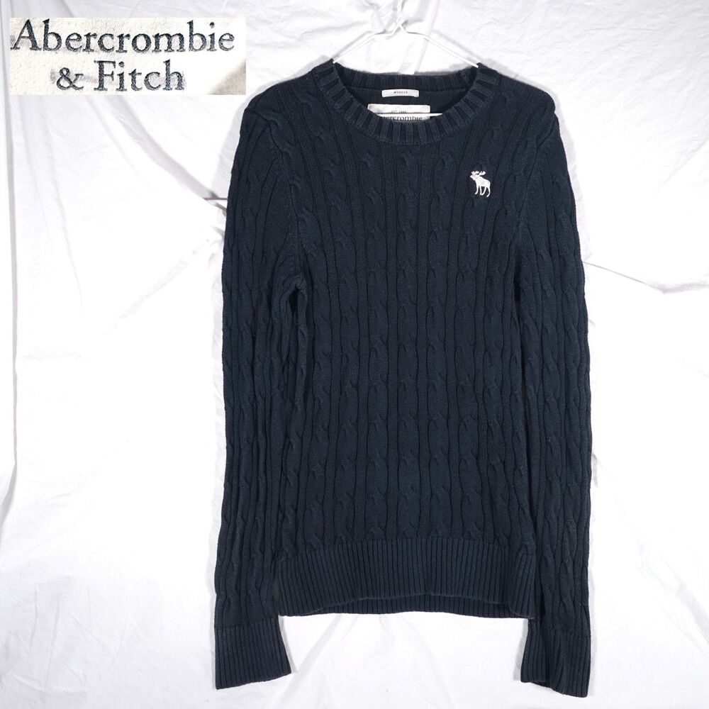 Abercrombie & Fitch Cable Knit Big Moose Sweater Black Women's Medium
